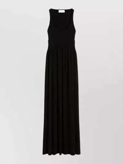 Sportmax Maxi Dress Scoop Neckline Sleeveless Cutout Back In Black