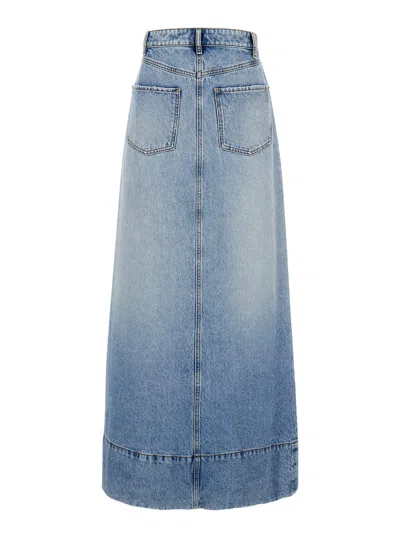 SPORTMAX MAXI LIGHT BLUE SKIRT WITH REVERSED FRONT AND REAR IN DENIM WOMAN