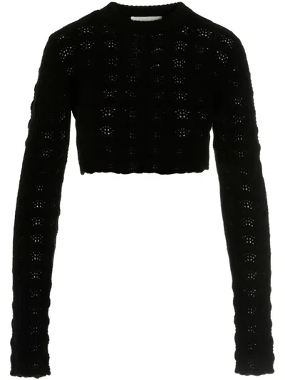 Sportmax 'medea' Crew Neck Cropped Sweater In Black