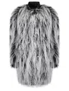 Sportmax Medium-long Faux Fur Coat With Leather-effect Collar In Gray