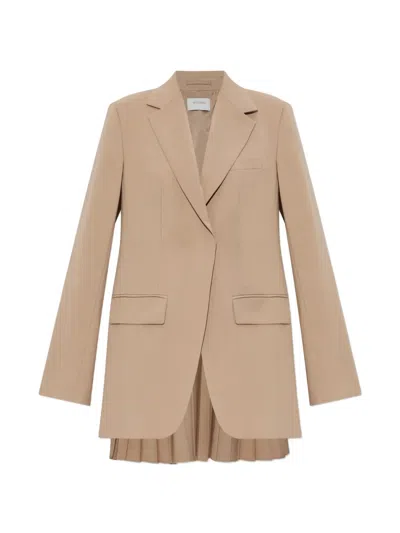 Sportmax Mela Pleated-detail Blazer In Brown
