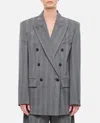 Sportmax Striped Double-breasted Long-sleeved Jacket In Grey