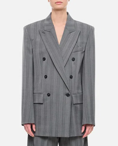 SPORTMAX MERLOT DOUBLE BREASTED PINSTRIPES JACKET