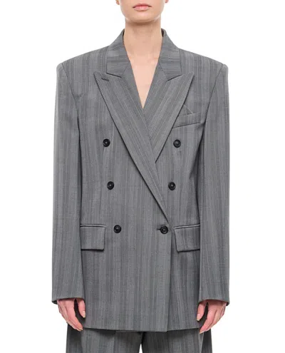 SPORTMAX SPORTMAX MERLOT DOUBLE BREASTED PINSTRIPES JACKET