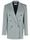 Sportmax Merlot Grey Virgin Wool Blend Blazer