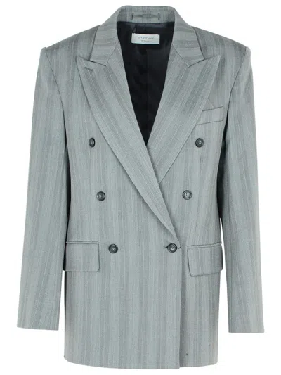 SPORTMAX 'MERLOT' GREY VIRGIN WOOL BLEND BLAZER