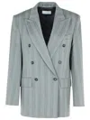 Sportmax Merlot Grey Virgin Wool Blend Blazer In Grey