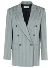Sportmax Merlot Grey Virgin Wool Blend Blazer In Grey