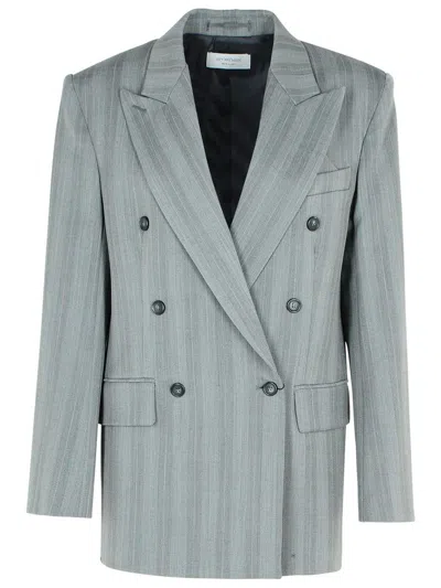 Sportmax Merlot Grey Virgin Wool Blend Blazer