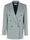 Sportmax Merlot Grey Virgin Wool Blend Blazer In Grey