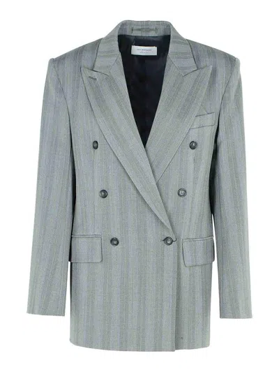 Sportmax Merlot Grey Virgin Wool Blend Blazer In Gray