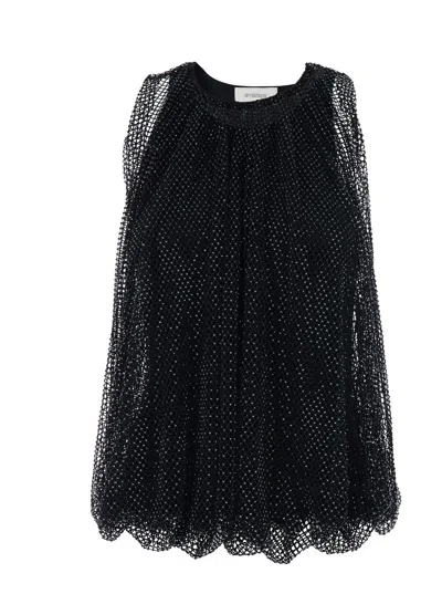 Sportmax Mesh And Rhinestone Tank Top In Black
