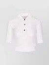 Sportmax Mesh Collared Top Button Placket In White