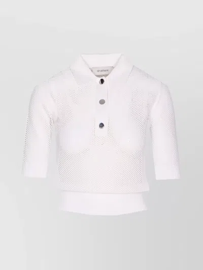 SPORTMAX MESH COLLARED TOP BUTTON PLACKET