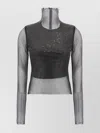 Sportmax Valdai Embellished Fishnet Crop Top
