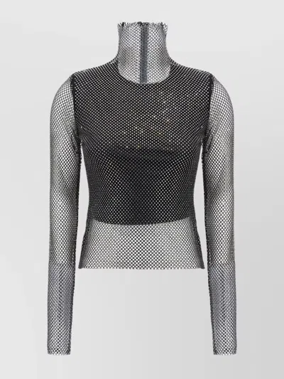 SPORTMAX MESH HIGH NECK SHEER SLIM FIT TOP