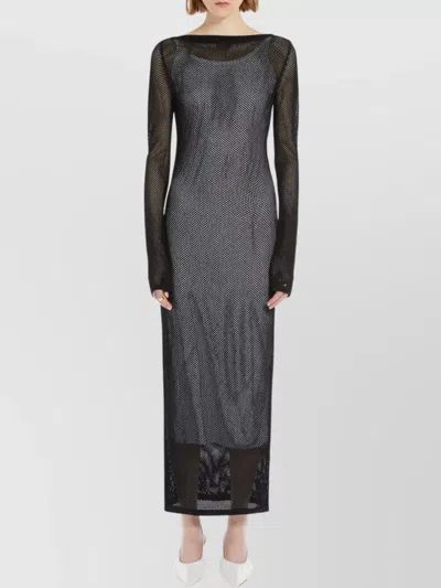 Sportmax Mesh Sheer Dress Buttoned Sleeves