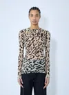 Sportmax Animalier Print Sheer Long Sleeve Top In Beige