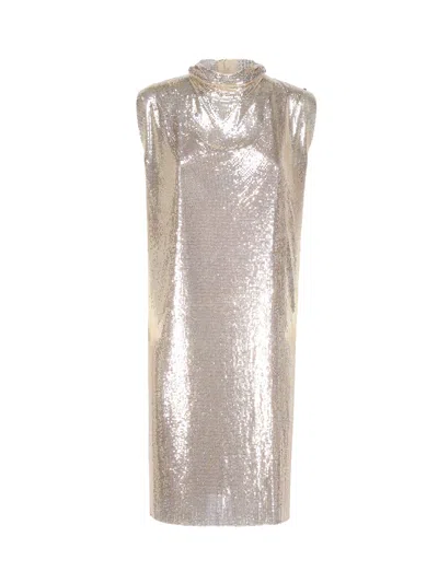 Sportmax Metallic Mesh Dress With Cut Out In Oro