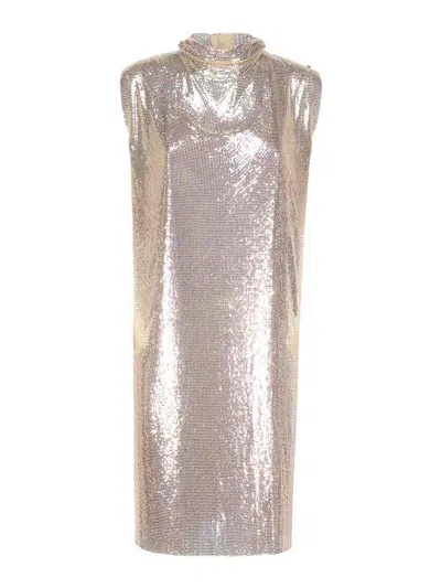 Sportmax Metallic Mesh Dress With Cut Out In Silver