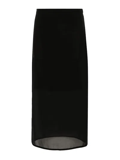 Sportmax Midi Skirt In Viscose And Chiffon Amico In Black