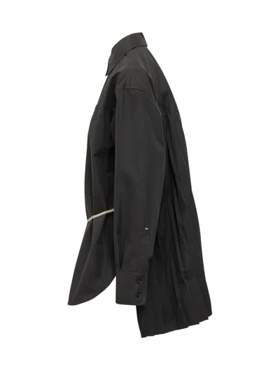 Sportmax Mini Casacca With Belt And Plissé In Nero