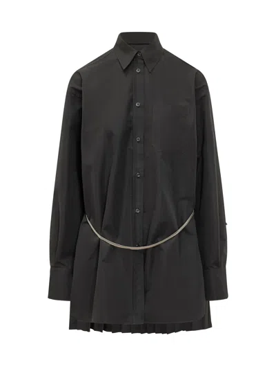 Sportmax Mini Casacca With Belt And Plissé In Nero