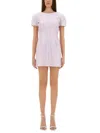 Sportmax Mini Dress With Rhinestones In Pink