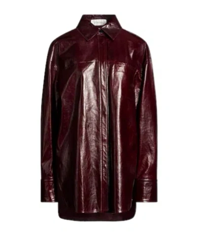Sportmax Minimal Leather Jacket In Brown