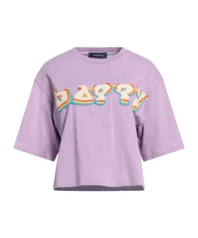 Sportmax Minimalist Printed Tshirt In Purple
