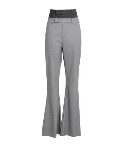 Sportmax Minimalist Solidcolor Flared Trousers In Gray