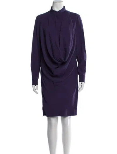 Pre-owned Sportmax Mock Neck Knee-length Dress In Purple