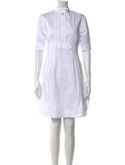 Pre-owned Sportmax Mock Neck Knee-length Dress In White