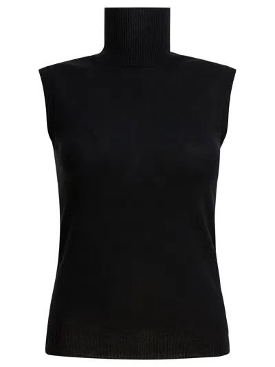 SPORTMAX MOCK NECK SLEEVELESS KNITWEAR BLACK