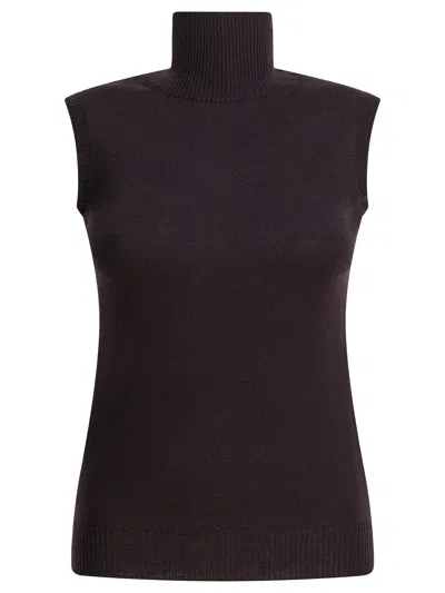 Sportmax Mock Neck Sleeveless Knitwear Brown