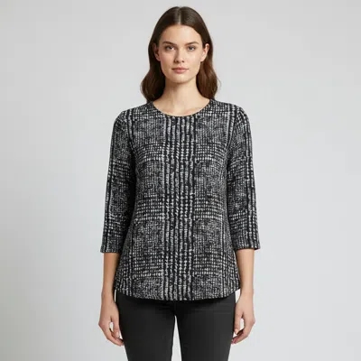 Pre-owned Sportmax Monochrome Printed Silk Long Sleeve Blouse M In Black