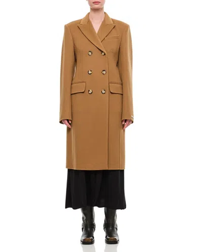 Sportmax Brown Wool Double-breasted Coat