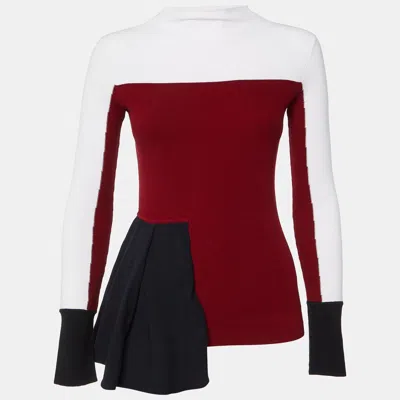 Sportmax Multicolor Knit Pleat Detail Top In Red
