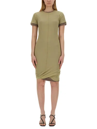 Sportmax Fitted Mini Dress With Layered Hem And Contrasting Trim In Green