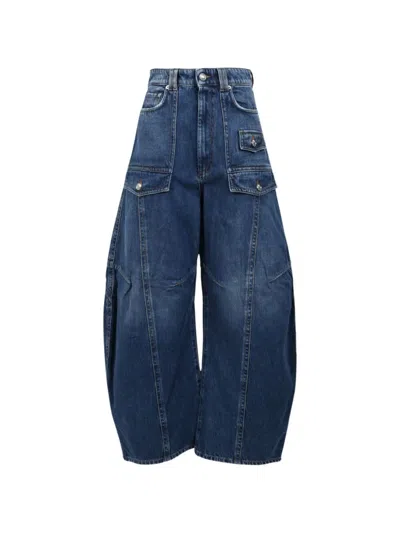 Sportmax Multi-pocket Barrel-leg Jeans In Blue