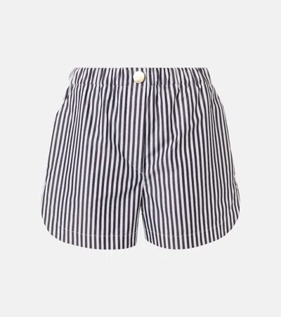 Sportmax Muscari Striped Cotton Shorts In Gray