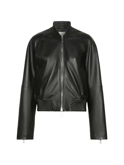 Sportmax Nappa Leather Bomber Jacket - Black