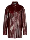 Sportmax Oversized Nappa Leather Shirt Jacket In Brown