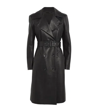 Sportmax Nappa Leather Giostra Trench Coat In Black