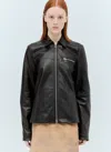 Sportmax Front Zipper Leather Jacket In Black