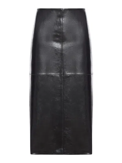 SPORTMAX SPORTMAX NAPPA LEATHER SKIRT WITH A SEMI-GLOSS FINISH