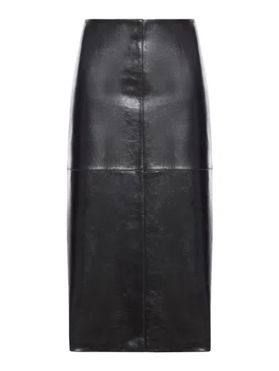 SPORTMAX NAPPA LEATHER SKIRT WITH A SEMI-GLOSS FINISH