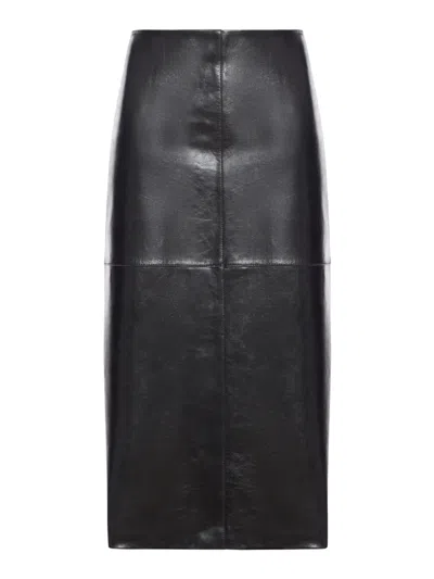 SPORTMAX NAPPA LEATHER SKIRT WITH A SEMI-GLOSS FINISH
