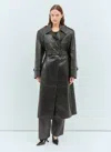 Sportmax Black Nappa Leather Alfeo1234 Trench Coat In Black