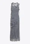 Sportmax Draped Sleeveless Long Dress With Layered Look In Black